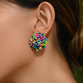 Bohemian Rice Bead Floral Cluster Earrings