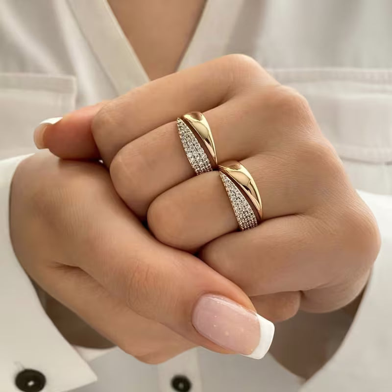 2 pieces Elegant Adjustable 925 Silver Ring – Gold Plated