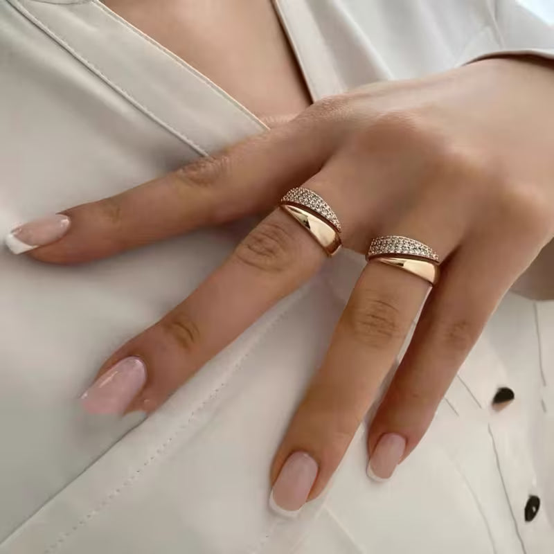 2 pieces Elegant Adjustable 925 Silver Ring – Gold Plated