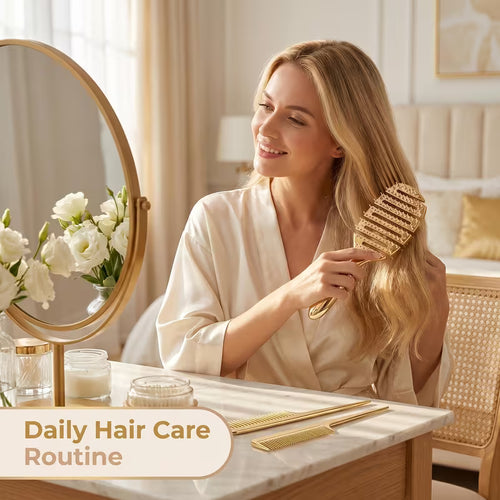 3-Piece Hair Comb Set - Hollow, Rat-Tail & Anti-Static
