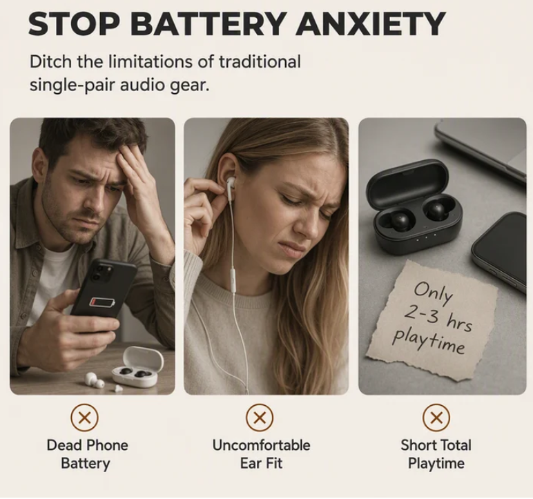 6 Earbuds + Power Bank + Up to 200 Hours of Battery — All in One!
